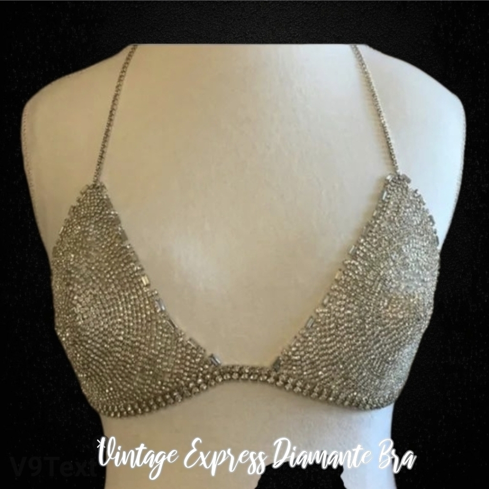 Express Vintage Silver Diamante Bra Like New